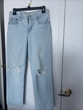 Levi's Light Blue Straight Leg Distressed Jeans
